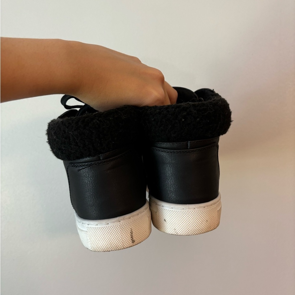 Grunge Faux Leather Black High Top Emo Sneakers with Faux Fur trim - Size 8 - Picture 9 of 9